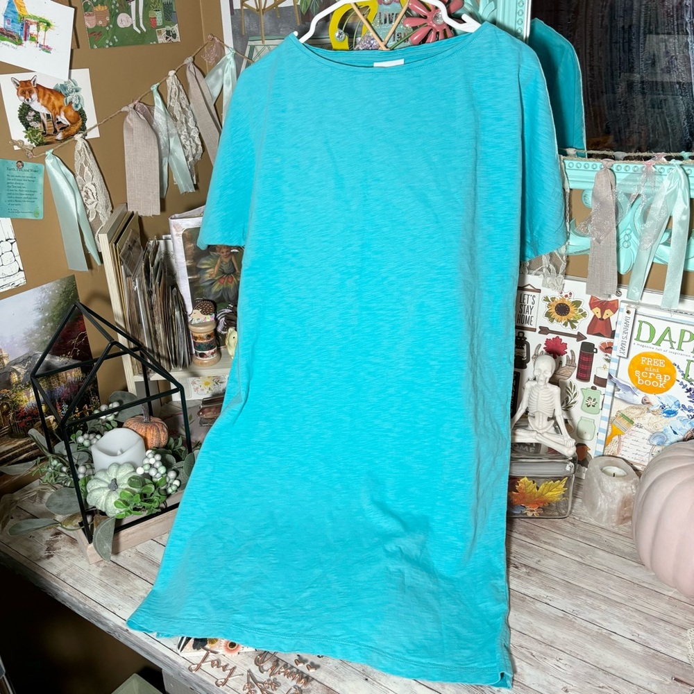J. Jill Turquoise Blue T-Shirt Dress Women’s Sz.S Petite Comfy Casual Minimalist